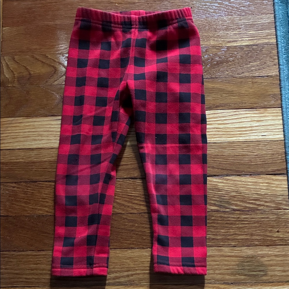 Carter's Red and Black Plaid Toddler Fleece Leggings